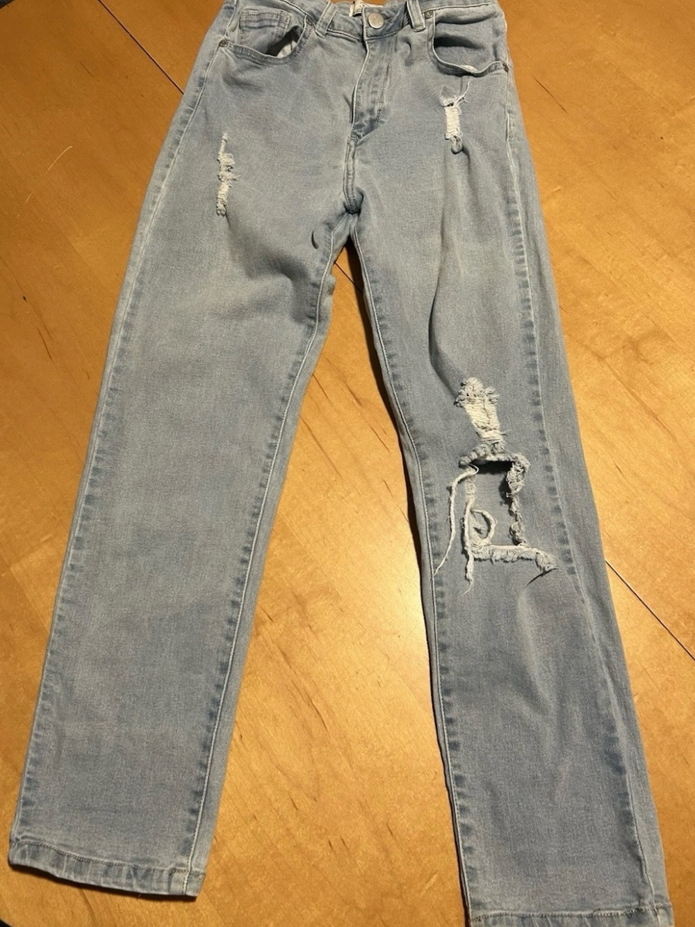 Cotton On Light Blue Distressed Straight-Leg Jeans